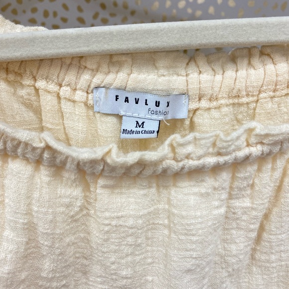 Boho Linen Crop Blouse ( Size M) - Picture 2 of 3